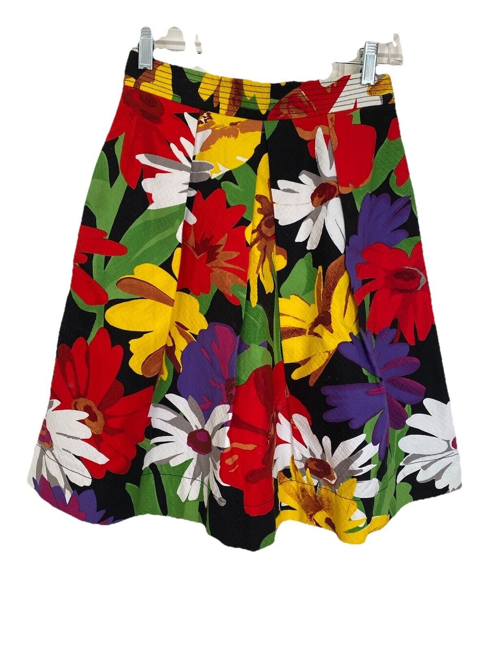 SEE BY CHLOE Bright Colorful Floral Cotton Pleated A-Line Skirt IT 42 US 6